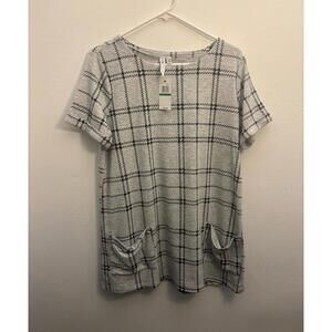 Cable & Guage Plaid Tunic Top Size Large